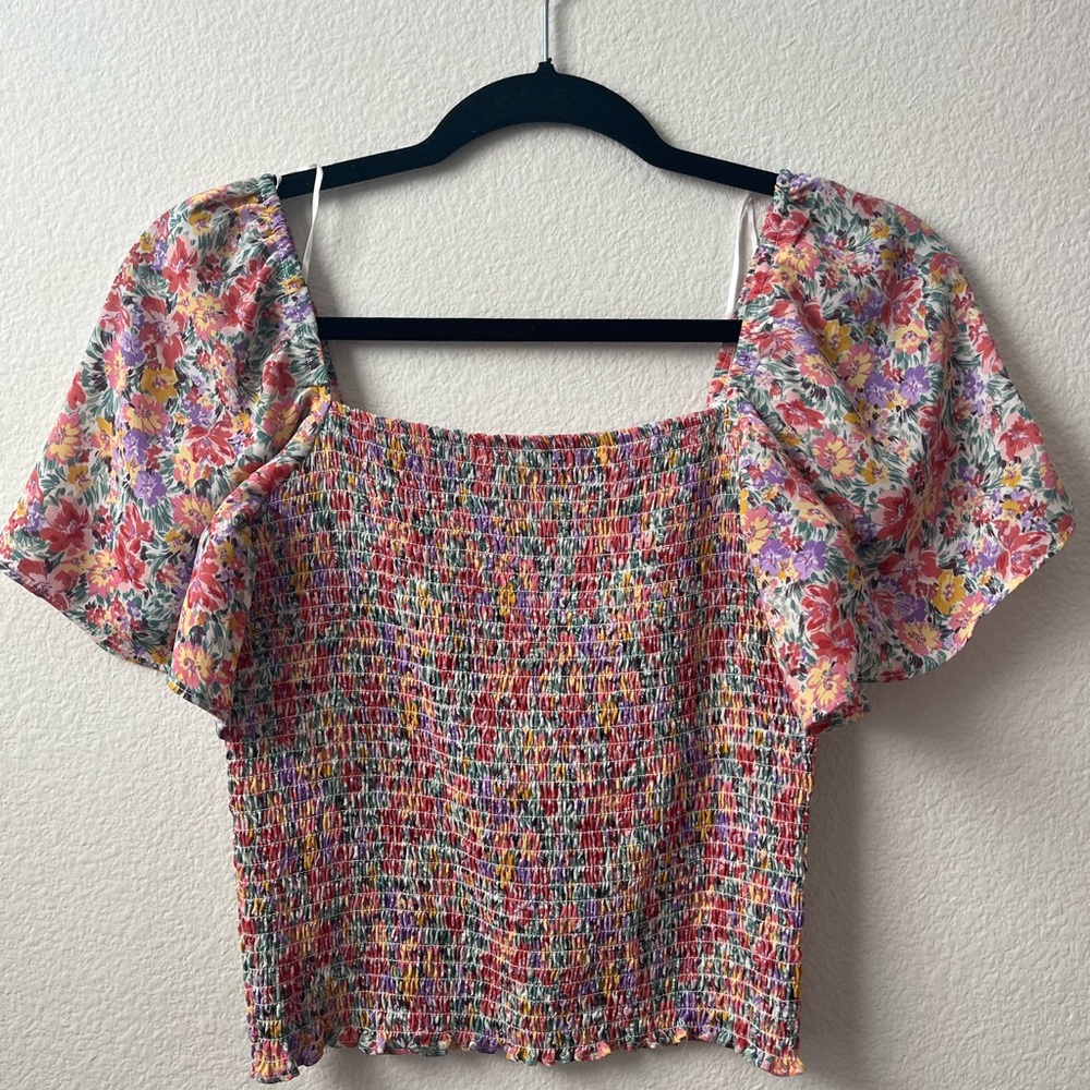 Floral Smocked Flutter Sleeve Top
